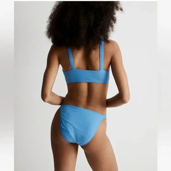 Madewell Scrunchy Strap Square Neck Bikini Top Ornamental Blue XS NWT - Picture 2 of 7